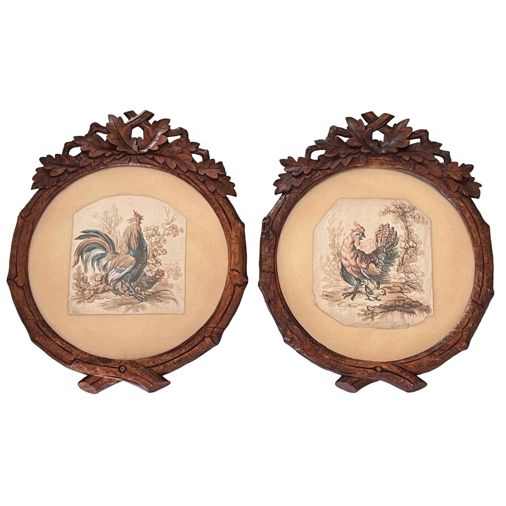 https://bettinawhitefordhome.com › products › pair-of-black-forest-round-framed-antique-french-watercolors