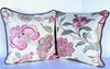 Pair of 20" Sq. Exotic Floral Print Pillows in Woven Linen