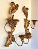 Pair of Vintage Giltwood 2 Arm Candle Wall Sconces