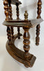 Antique Walnut Spiral Library Step Ladder with Brass Finials