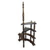 Antique Walnut Spiral Library Step Ladder with Brass Finials