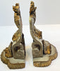 Pair of Antique Painted French Carved Corbels with Gilt Accents