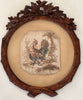 Pair of Black Forest Round Framed Antique French Watercolors